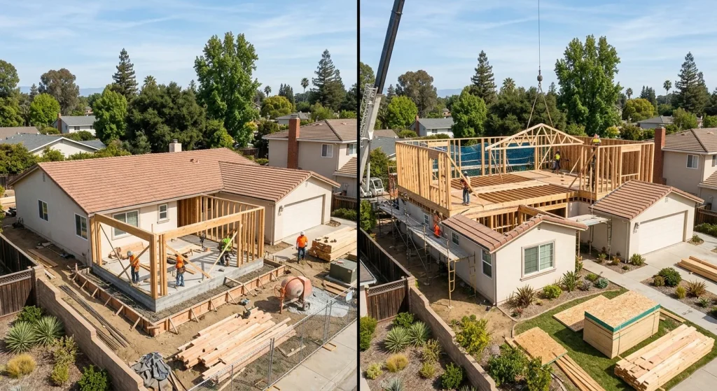 Ground floor vs second story room addition construction in Sunnyvale CA