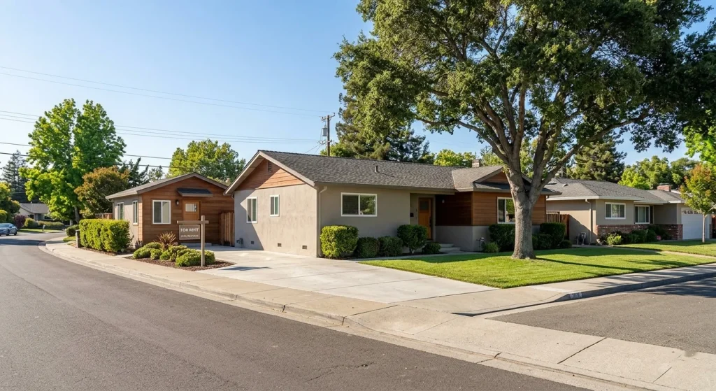 Sunnyvale neighborhood with ADU rental unit behind single family home