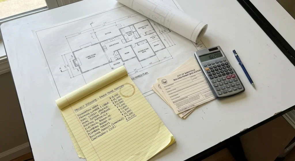 Cost estimate and blueprints for adding a second story to a Sunnyvale ranch home