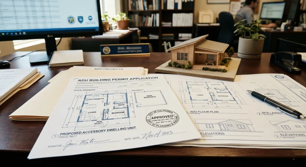 ADU permit documents and blueprints for Sunnyvale California ADU application